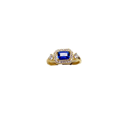Anillo Piedra Azul Oro 10K. + Obsequio.