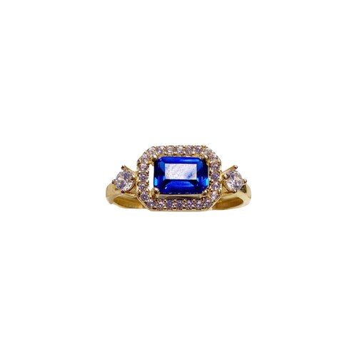 Anillo Piedra Azul Oro 10K. + Obsequio.