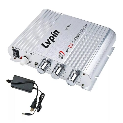 Amplificador Carro Subwoofer Rca Estereo De 2.1 Canales Plateado