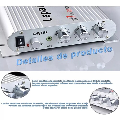 Amplificador Carro Subwoofer Rca Estereo De 2.1 Canales Plateado