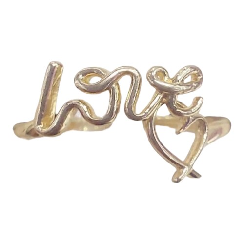 ANILLO DAMA CORAZONES LOVE ORO BLANCO Y AMARILLO 14K