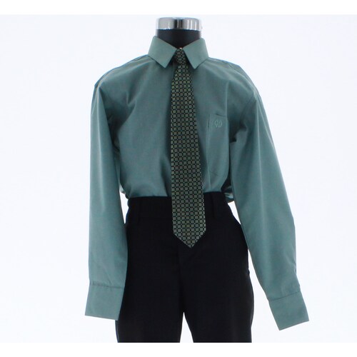Camisa De Vestir Niño Color Verde Manga Larga 3571 2 A 18 Años.