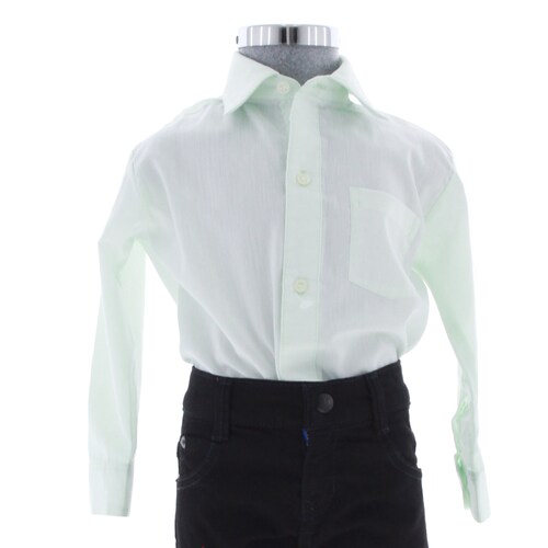 Camisa De Vestir Niño Bebe Color Verde Menta Manga Larga 3578 1 A 4 Años.