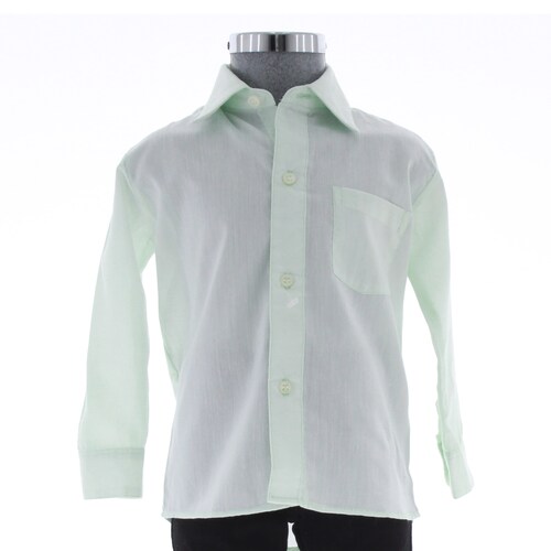 Camisa De Vestir Niño Bebe Color Verde Menta Manga Larga 3578 1 A 4 Años.