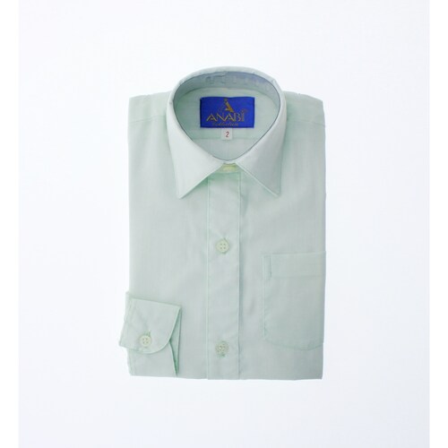 Camisa De Vestir Niño Bebe Color Verde Menta Manga Larga 3578 1 A 4 Años.