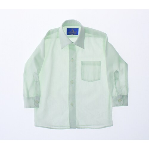 Camisa De Vestir Niño Bebe Color Verde Menta Manga Larga 3578 1 A 4 Años.