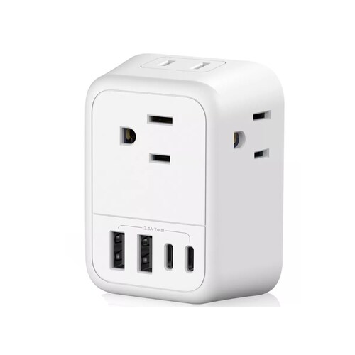 Adaptador De Europeo 4 Enchufes Con Puertos 2tipo C Y 2usb