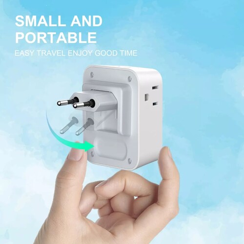 Adaptador De Europeo 4 Enchufes Con Puertos 2tipo C Y 2usb