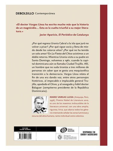 Libro La Fiesta del Chivo  Autor Vargas Llosa, Mario
