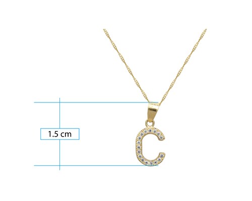 Collar Gargantilla Oro 10K Horoz letra C 45cm S1724.