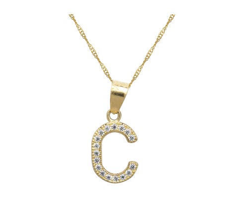 Collar Gargantilla Oro 10K Horoz letra C 45cm S1724.
