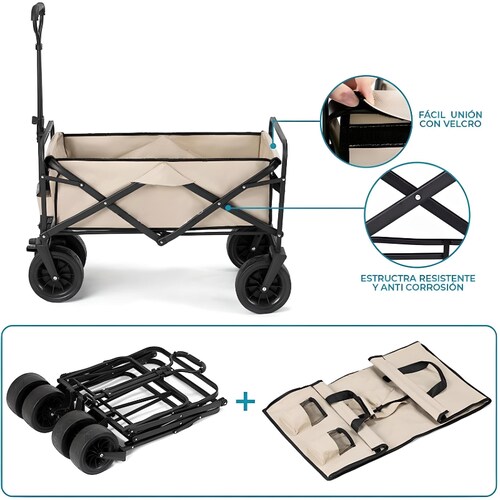 Carrito de Mano para Exteriores y Bricolaje con Rodamiento, Capacidad de Carga 80 kg