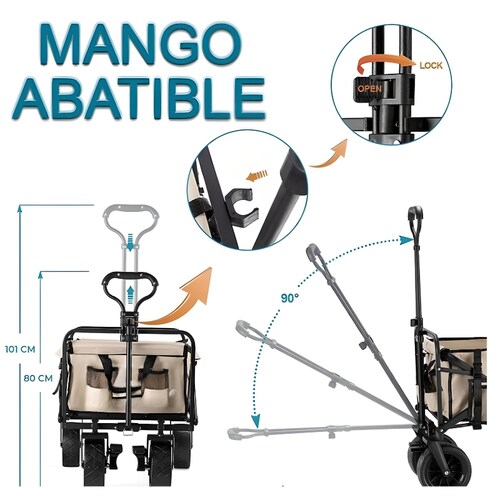 Carrito de Mano para Exteriores y Bricolaje con Rodamiento, Capacidad de Carga 80 kg