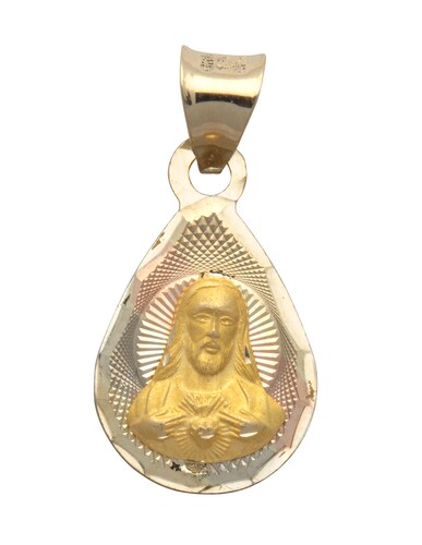 Dije Medalla Oro 14K Horoz Gota Sagrado Corazon S1051.