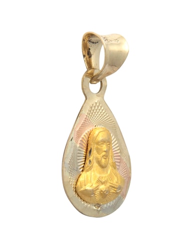 Dije Medalla Oro 14K Horoz Gota Sagrado Corazon S1051.