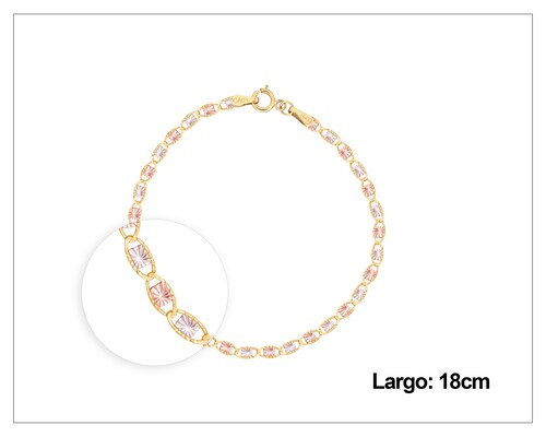 Pulsera Oro 10k Horoz Valentina florentino 3col 18cm S882.