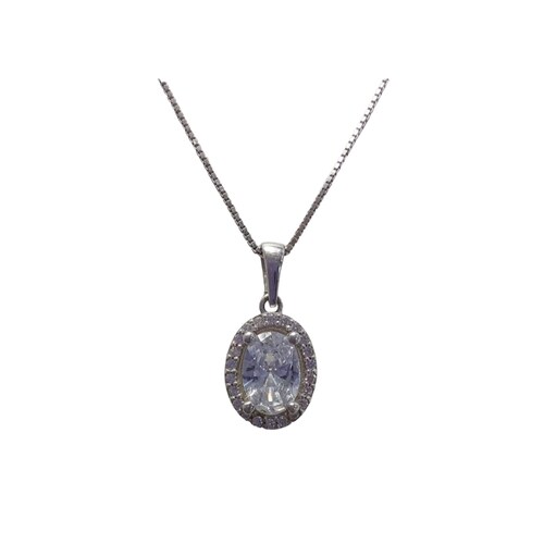 Gargantilla Solitario Oro Blanco 14K. + Obsequio