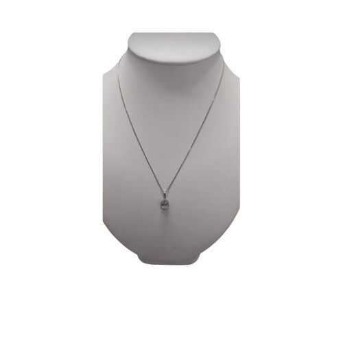 Gargantilla Solitario Oro Blanco 14K. + Obsequio