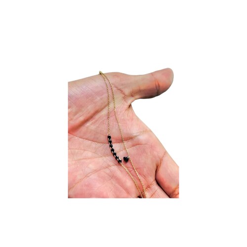 Pulsera Piedras Negras 2 Hilos Oro 10k + Obsequio
