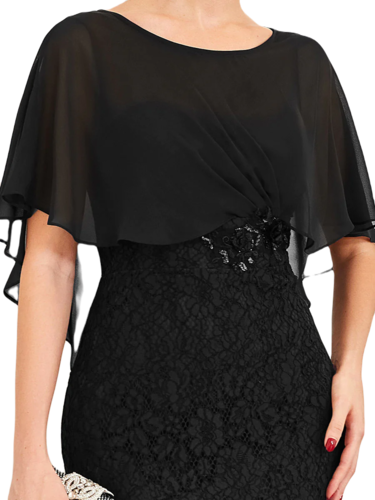 Vestido Elegante de Fiesta Largo Negro Corte Sirena Capita con Olanes Curvy T Ch a Talla Extra
