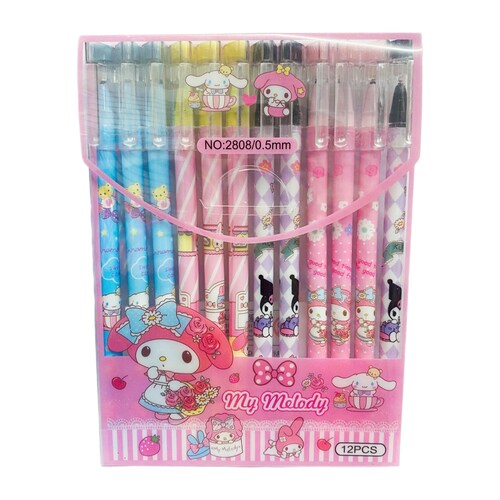 12 Bolígrafos Plumas Borrables Kawaii Conejita Unicornio