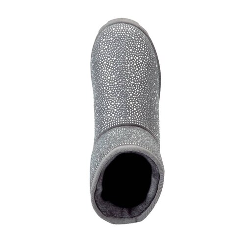 Bota invernal de ante con pedrería y forro de peluche color gris, marca PBPS, mod. 1086424