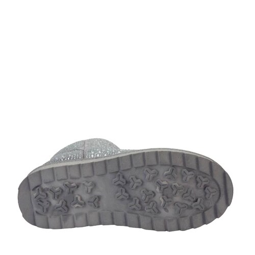 Bota invernal de ante con pedrería y forro de peluche color gris, marca PBPS, mod. 1086424