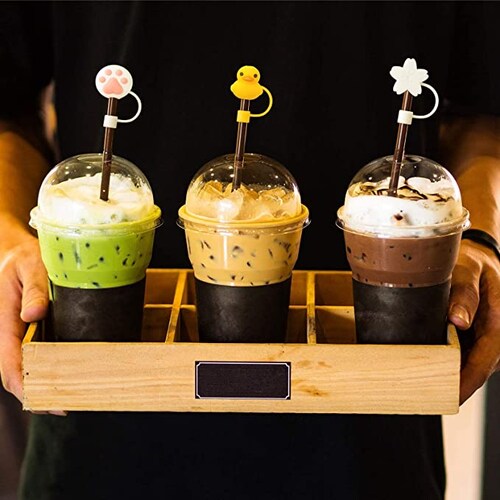 Tapon Para Popote 12pz Tipo Vaso Café Termo Tapones Kawaii.