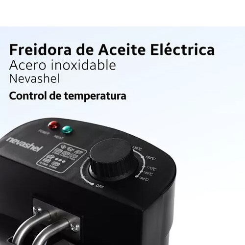 Freidora Electrica Aceite 3.5l Acero Inoxidable Multifuncion Color Plateado