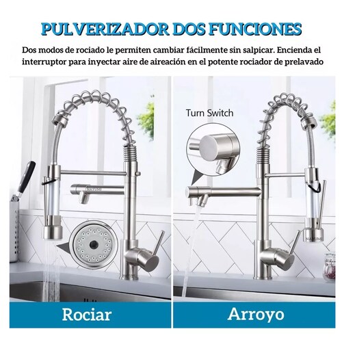 Grifo Monomando Fregadero Llave Mezcladora Tarja Cocina 360