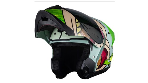 Casco KOV  Rick Y Morty Apex ABATIBLE para Moto FOTOLUMINISCENTE Certificado.