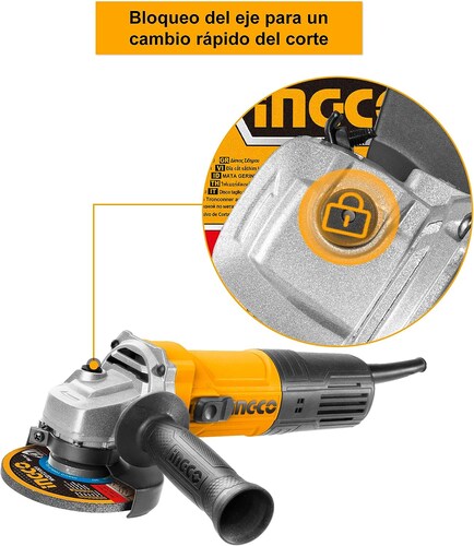 INGCO Esmeriladora Angular 4-1/2" (115mm) 750W 120V Amoladora angular 4-1/2" 12000 rpm Uso Profesional UAG75028