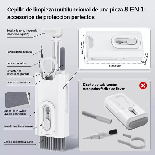 Kit De Limpieza Brochas Limpieza Teclados Celulares 8 en 1