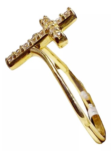 Anillo Cruz Zirconia Oro 10 K. + Obsequio