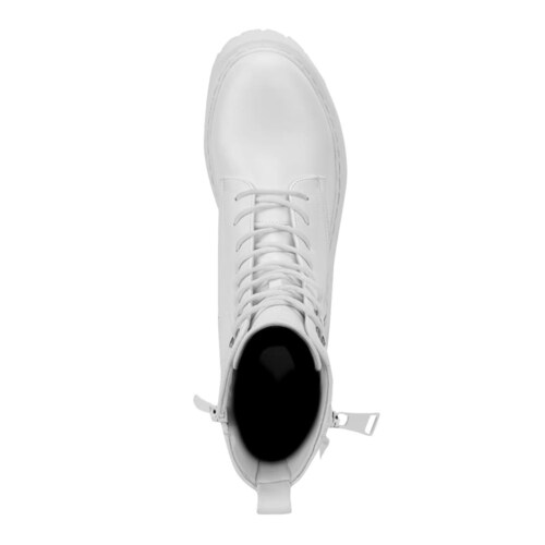 Bota militar blanca con cierre y frase lateral, Belinda Peregrin, mod. 1090051