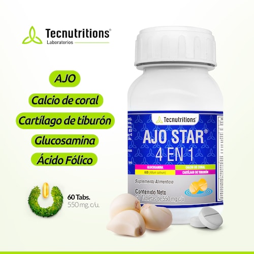 Suplemento De Ajo Glucosamina Calcio De Coral Tecnutritions®