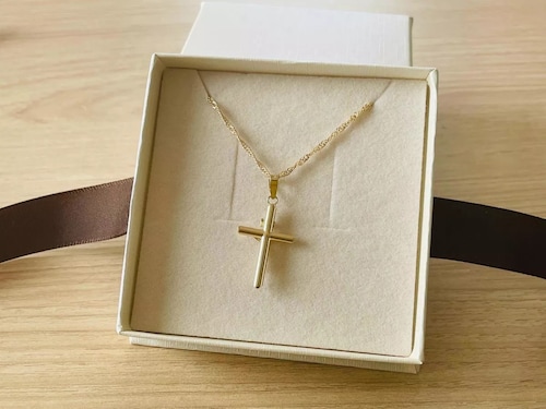 Kit Cadena Con Dije Cruz Tubo Cristo Oro 14k + Obsequio