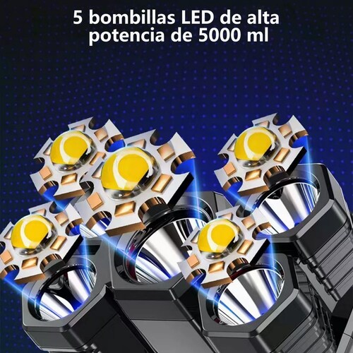 Juego 2pcs Lámpara Cabeza Recargable Usb 5 Led Lampara Minera