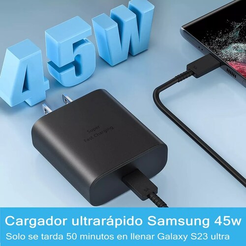 Cargador Carga Rápida Tipo C 45w Para Samsung S23 Ultra S23