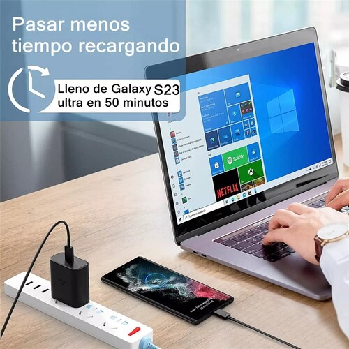 Cargador Carga Rápida Tipo C 45w Para Samsung S23 Ultra S23