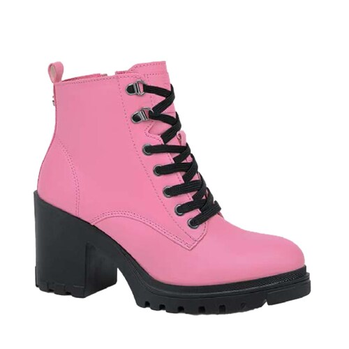 Bota militar marca HPC Polo color rosa para mujer y suela track