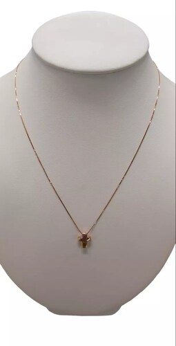 Gargantilla Cruz Inflada Oro 14 K. + Obsequio