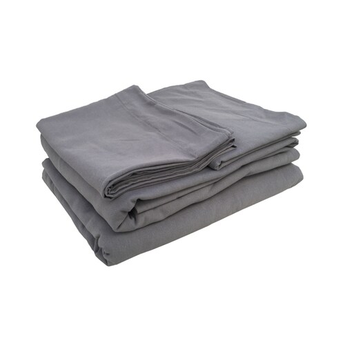 Juego De Sábanas Matrimonial Manta Prelavada 100% Algodón Color Gris.