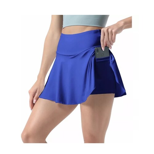 Falda De Tenis Deportiva De Yoga 2 Es 1 Pantalones Cortos Azul L