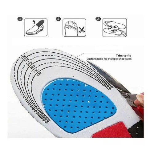 Par Plantillas Ortopedica Gel Descanso Ajustable Deporte Negro Hombre