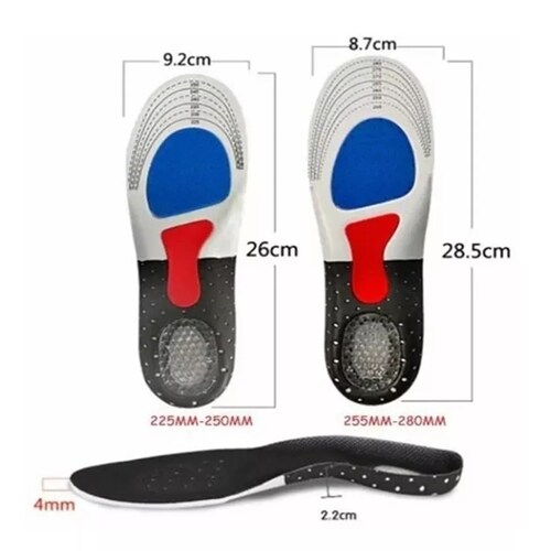 Par Plantillas Ortopedica Gel Descanso Ajustable Deporte Negro Hombre