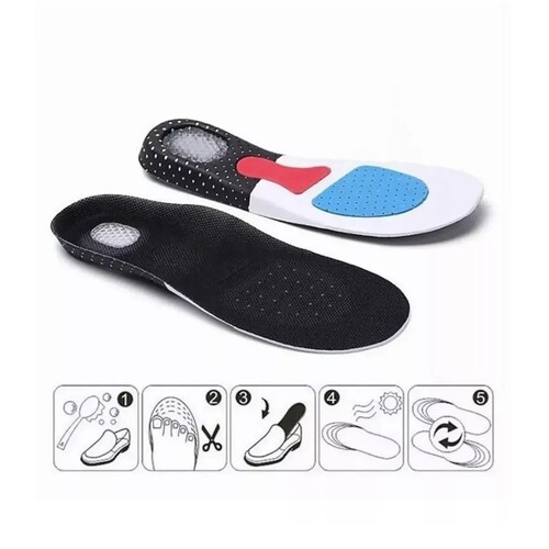 Par Plantillas Ortopedica Gel Descanso Ajustable Deporte Negro Hombre