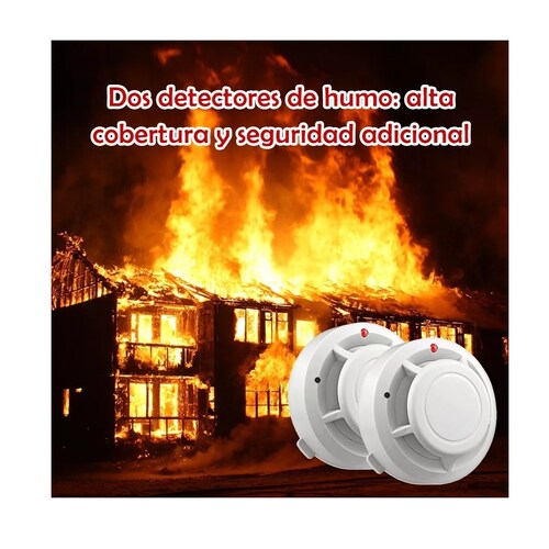 Set Detector De Humo Con Alta Cobertura Y Alarma Con Sonido 2pcs