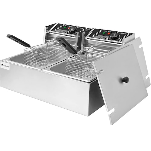 Freidora Electrica Industrial Doble Bandeja 12l Acero Inoxidable