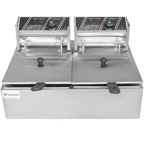 Freidora Electrica Industrial Doble Bandeja 12l Acero Inoxidable